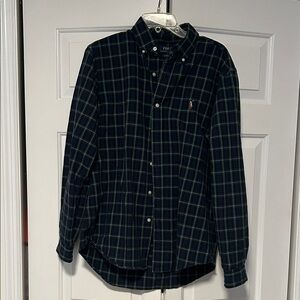 Polo by Ralph Lauren Men's Navy and Green Check Shirt